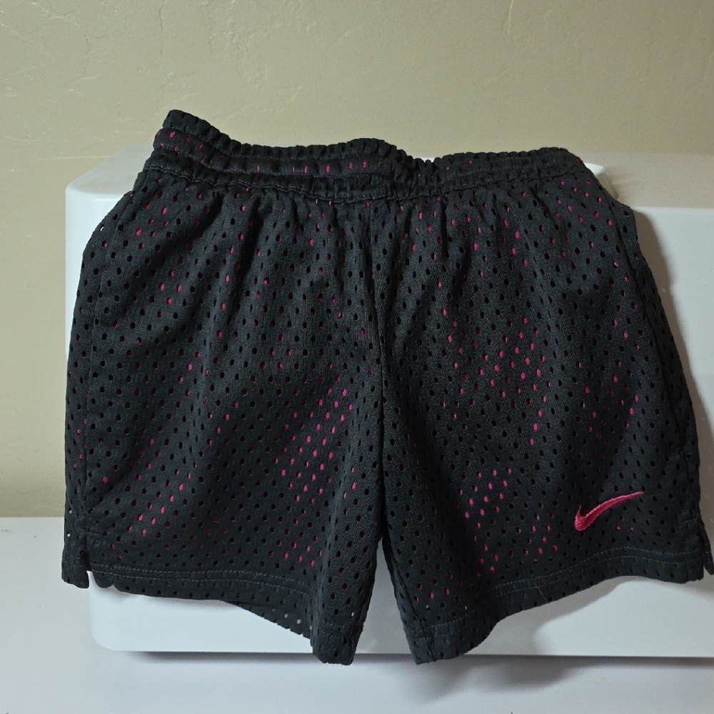 Nike Dri-Fit Kids Black Shorts with Pink Accents